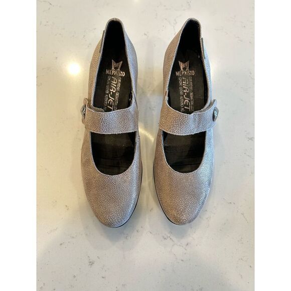 Mephisto Metallic taupe Heeled Mary Jane shoes size 7 comfort - Picture 2 of 9